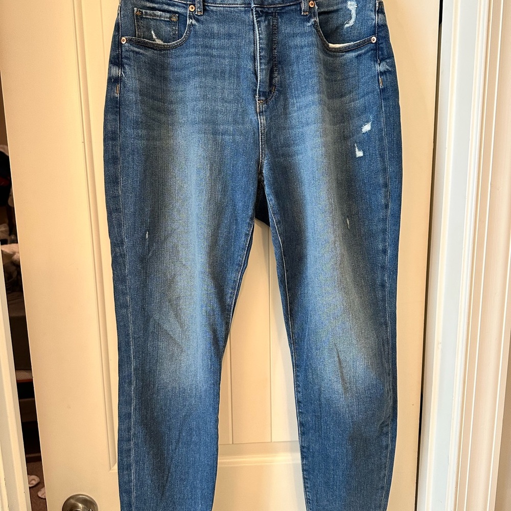 LOFT Women's Mid-Blue Skinny Jeans with Light Fade